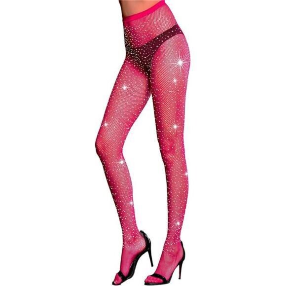 Sexy High Waist Tights Sparkle Rhinestone Rose - Picture 1 of 2